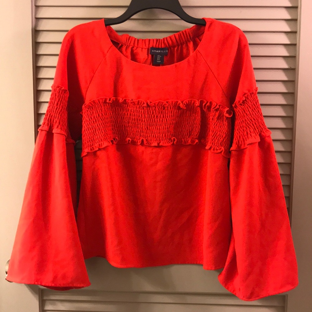 Red Bell Sleeve Top